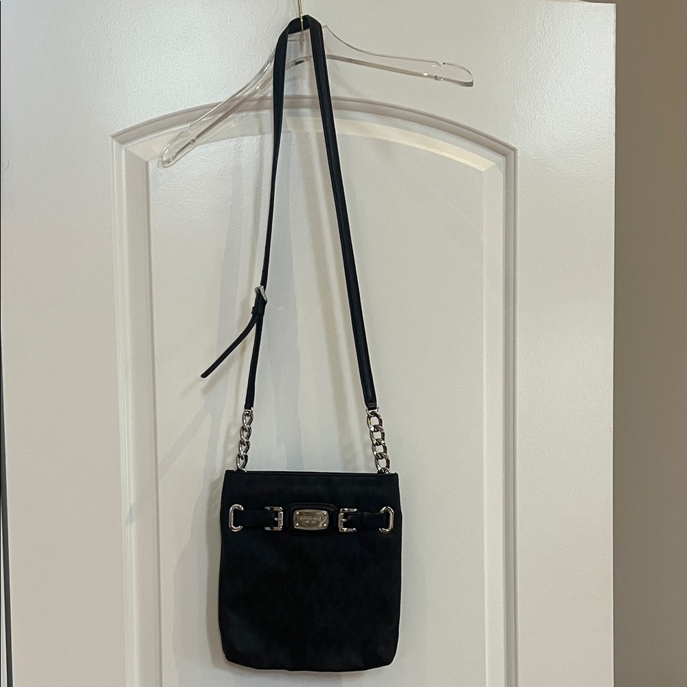 MICHAEL Michael Kors Black Crossbody Bag with Silver Accents